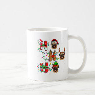 Ho Ho Ho Santa Reindeer Hat Elf Matching Pug Xmas  Coffee Mug