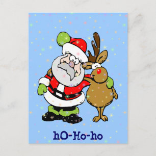 ho-ho-ho Santa & Rudy Holiday Postcard