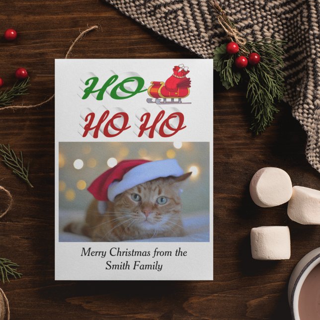 Ho Ho Ho Santa Sleigh Christmas photo script  Holiday Card (Creator Uploaded)