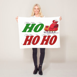 Ho Ho Ho Santa Sleigh Christmas typography Fleece Blanket