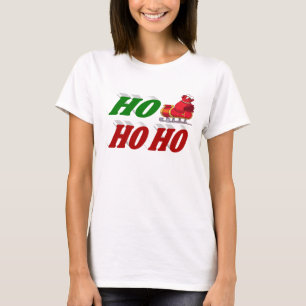 Ho Ho Ho Santa Sleigh Christmas typography T-Shirt