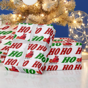 Ho Ho Ho Santa Sleigh Christmas typography Wrapping Paper