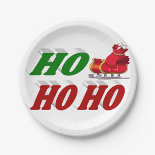 Ho Ho Ho Santa Sleigh typography Christmas  Paper Plate