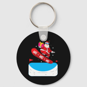 Ho Ho Ho Santa Snowboarder Snowboarding Moves Ugly Keychain