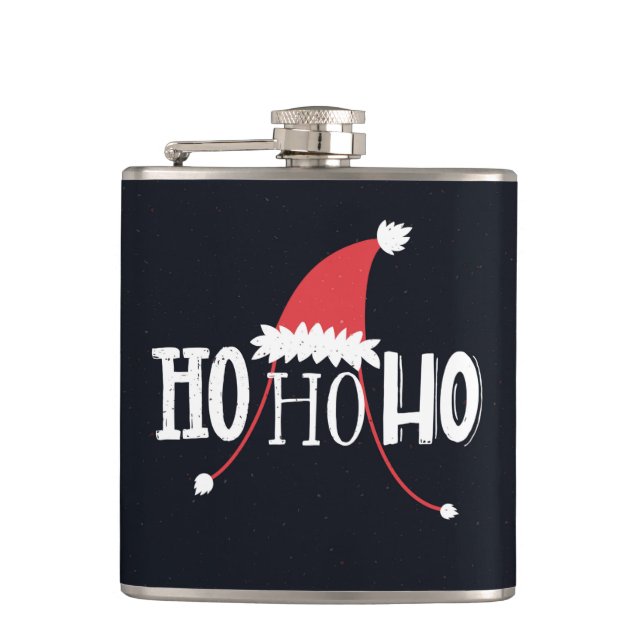 Ho Ho Ho Santas Hat Hip Flask (Front)