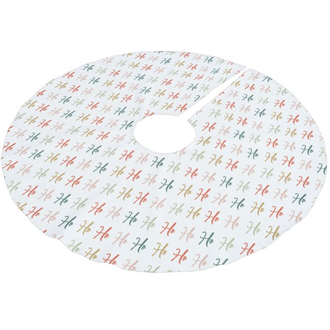 Ho Ho Ho Script Typography Pattern Brushed Polyester Tree Skirt (Angled)
