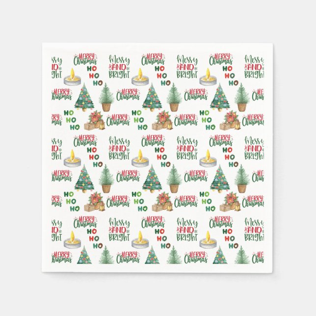 HO HO HO serviettes en papier de Noël pour la fête (Devant)