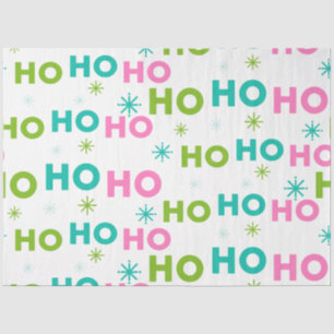 Ho Ho Ho Snowflakes Pink Green Blue Christmas Tissue Paper