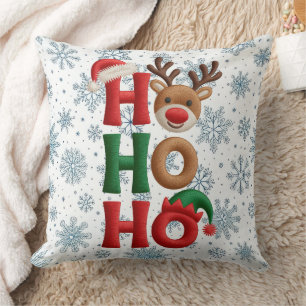 Ho Ho Ho Snowflakes Throw Pillow