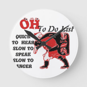 Ho Ho Ho! Special Santa To Do List Art Print Round Clock