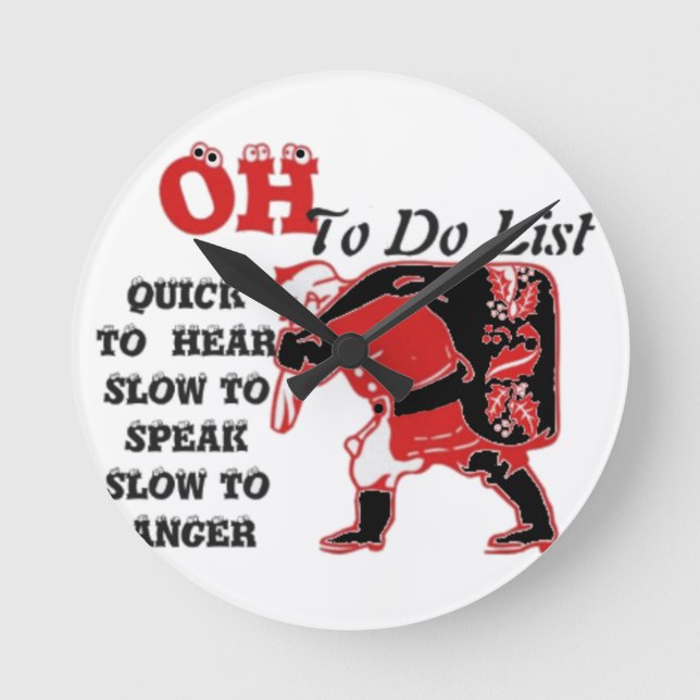 Ho Ho Ho! Special Santa To Do List Art Print Round Clock (Front)