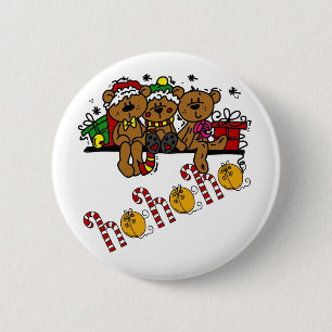Ho Ho Ho Teddy Bears 2 Inch Round Button