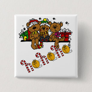 Ho Ho Ho Teddy Bears 2 Inch Square Button