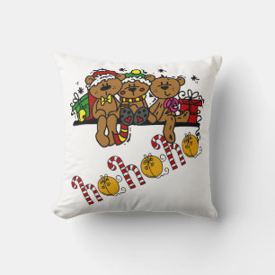 Ho Ho Ho Teddy Bears Throw Pillow
