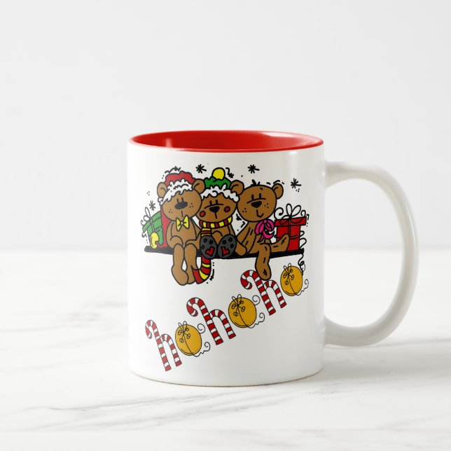 Ho Ho Ho Teddy Bears Two-Tone Coffee Mug (Right)