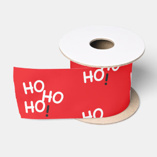 Ho Ho Ho! Text Red Ribbon Satin Ribbon