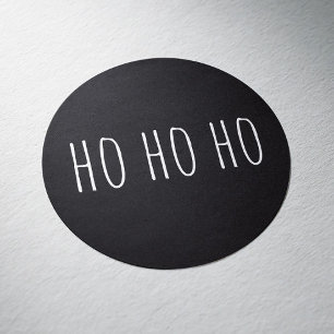 Ho Ho Ho Typography   Black Minimalist Christmas Classic Round Sticker
