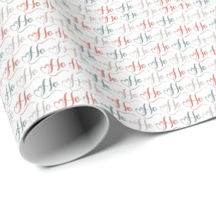 Ho Ho Ho Typography Pattern Wrapping Paper