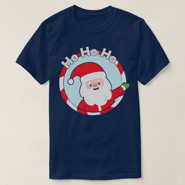 Ho Ho Ho Waving Santa Claus T-Shirt (Design Front)