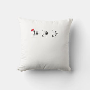 Ho Ho Ho wearing a red santa hat Throw Pillow