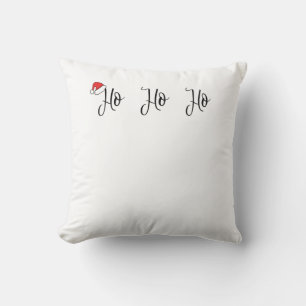 Ho Ho Ho wearing a red santa hat Throw Pillow