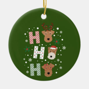 Ho Ho Ho Welsh Terrier Merry Christmas Ceramic Ornament