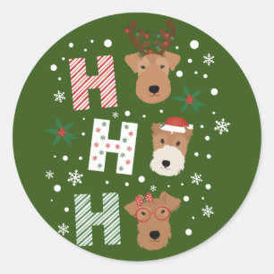 Ho Ho Ho Welsh Terrier Merry Christmas Classic Round Sticker