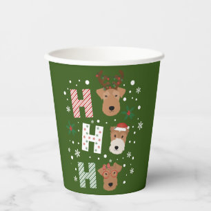 Ho Ho Ho Welsh Terrier Merry Christmas Paper Cups