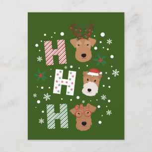 Ho Ho Ho Welsh Terrier Merry Christmas Postcard