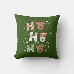 Ho Ho Ho Welsh Terrier Merry Christmas Throw Pillow