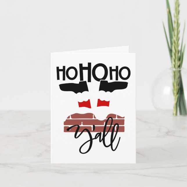 Ho Ho Ho Y'all | Funny Santa Claus in Chimney Holiday Card (Front)