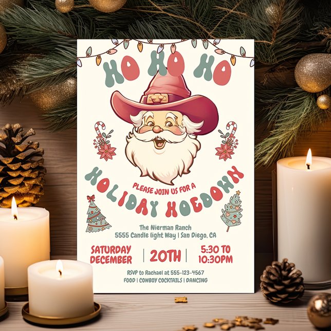 Ho Ho Hoedown Cowboy Santa Holiday Christmas Party Invitation (Creator Uploaded)