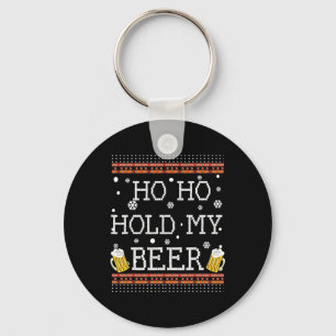 Ho Ho Hold My Beer Christmas In July Drinking Swea Keychain