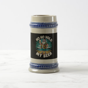 Ho Ho Hold My Beer Christmas in July Summer Santa Stein