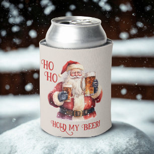 Ho ho hold my beer! Santa drinking beer Can Cooler