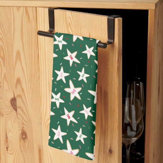 Ho Ho Holiday Cookie Pattern  Kitchen Towel (Thirds Fold)