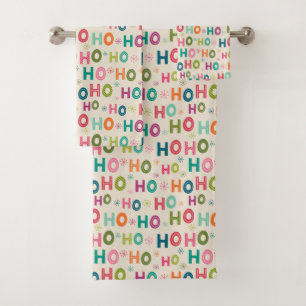 Ho Ho Holiday Pattern Bath Towel Set