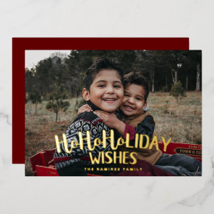 Ho Ho Holiday Wishes Christmas Foil Holiday Card