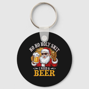 Ho Ho Holy I Need A Beer Funny Santa Christmas Dri Keychain