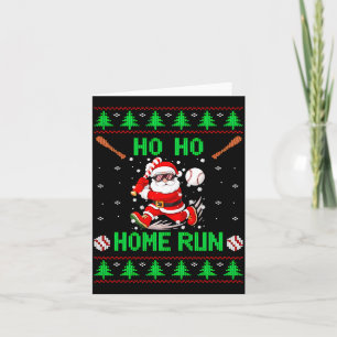Ho Ho Home Run Baseball Christmas Santa Ugly Xmas Card