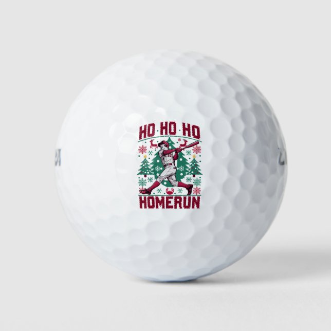 Ho Ho Homerun Baseball Ugly Christmas Sweater  Golf Balls (Front)