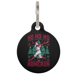 Ho Ho Homerun Baseball Ugly Christmas Sweater  Pet Tag