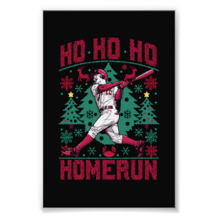 Ho Ho Homerun Baseball Ugly Christmas Sweater  Photo Print