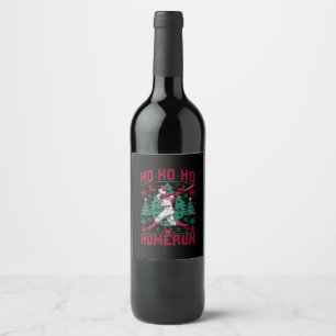 Ho Ho Homerun Baseball Ugly Christmas Sweater Wine Label