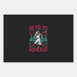 Ho Ho Homerun Baseball Ugly Christmas Sweater  Wrapping Paper Sheet