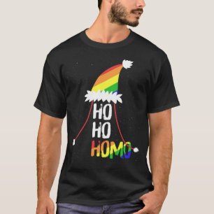 Ho Ho Homo Girls Santa Hat Christmas LGBT Pride Fl T-Shirt