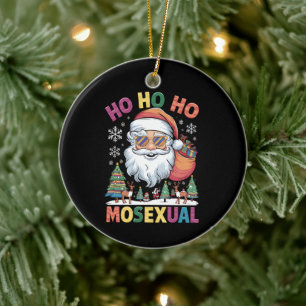 Ho Ho Homosexual Christmas Santa Holiday Gay Pride Ceramic Ornament
