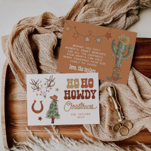 Ho Ho Howdy Cowboy Carte de Noël familiale