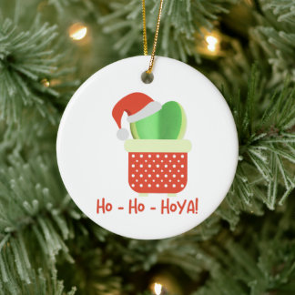 Ho-Ho-Hoya Cute Christmas Santa Hoya Plant  Ceramic Ornament