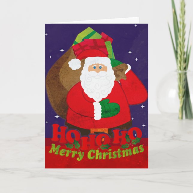 Ho Ho Joyeux Noël Père Noël carte de nuit sac (Devant)